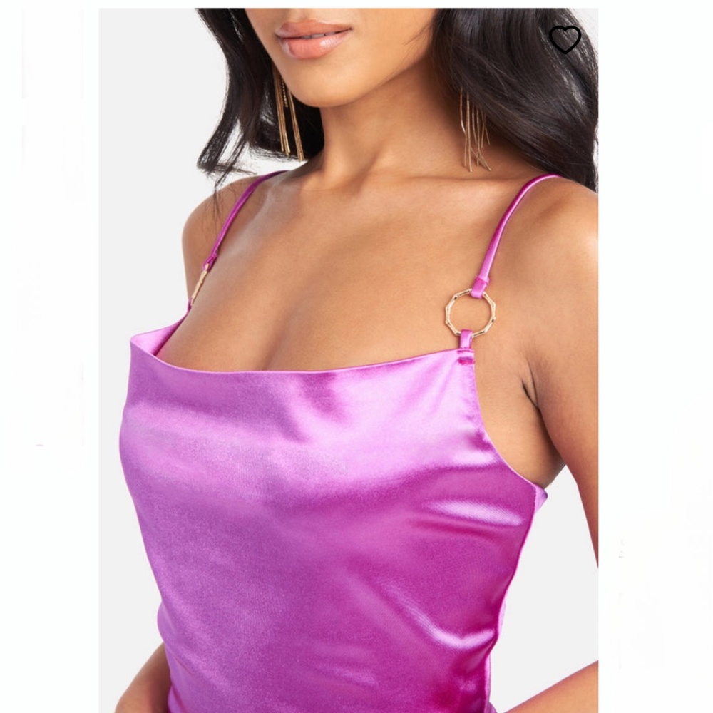 SATIN GOLD RING MINI DRESS - Picture 2 of 4